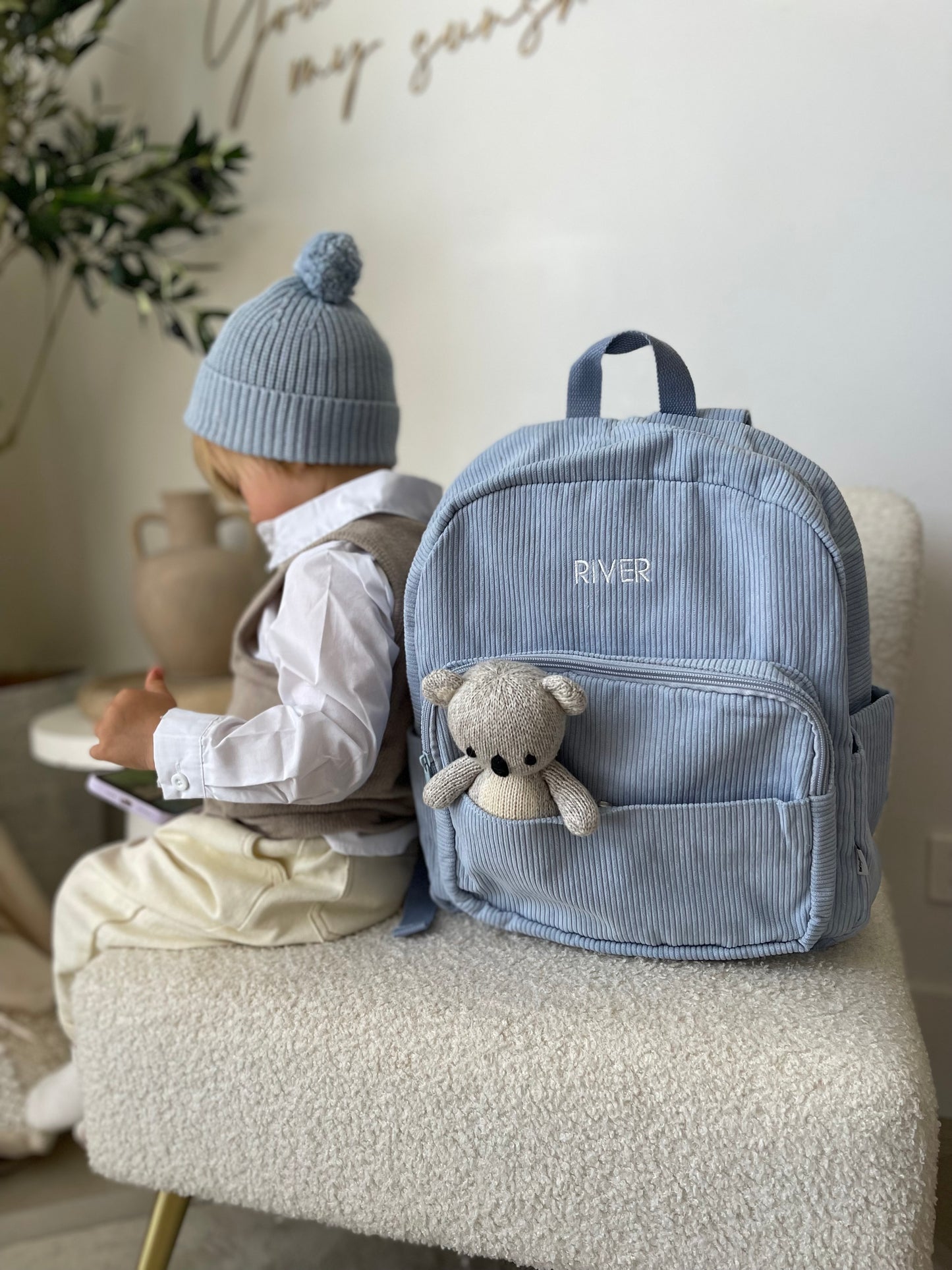 Powder Blue - Corduroy Backpack